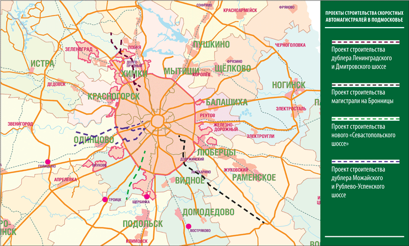 Карта мкад с названиями шоссе москва