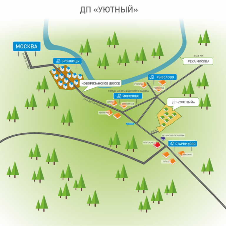 Дачный посёлок «Уютный» находится в благоустроенном месте на Юге Московской области Дачный посёлок «Уютный» находится в благоустроенном месте на Юге Московской области
